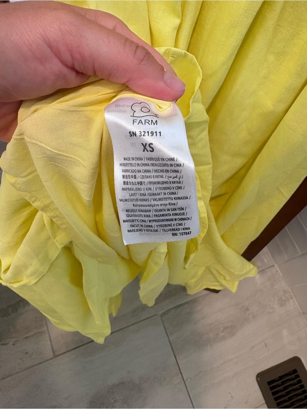 NWT Farm Rio Linen Blend Lemon Yellow Maxi Dress size XS - Picture 8 of 8